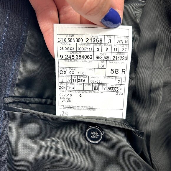 ERMENEGILDO ZEGNA Men's Wool Silk Gray Blue Striped Traveller Blazer Jacket 58R - Picture 10 of 11